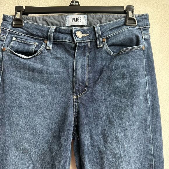 $5/$25 Paige Huxton Crop Rollup Dark Wash High Rise Skinny Size 27 ankle length - Picture 3 of 6